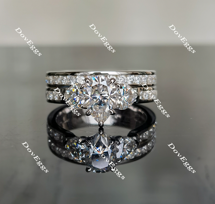 three stone moissanite engagement ring