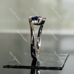 Ocean Wave round solitaire intense royal blue sapphire colored gem engagement ring