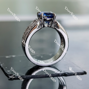 DovEggs half eternity pave round intense royal blue sapphire colored gem ring