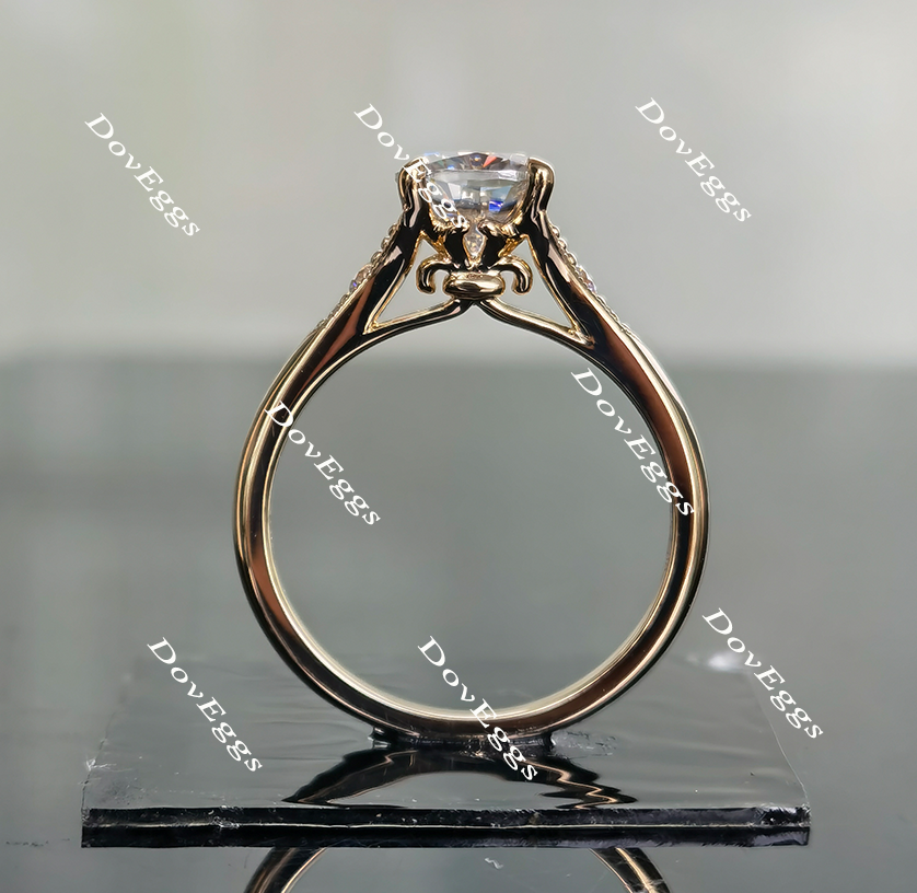 Doveggs pave art deco moissanite/colored gem engagement ring for women