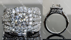 doveggs cushion halo moissanite bridal set (3 rings)