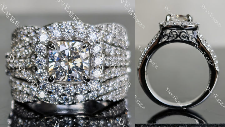 doveggs cushion halo moissanite engagement ring only - DovEggs-Seattle