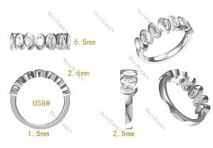 Doveggs oval seven stones bezel moissanite wedding band-2.5mm band width