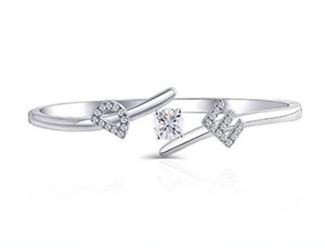 doveggs moissanite platinum plated silver 1 carat heart arrows cut moissanite bracelet bangle