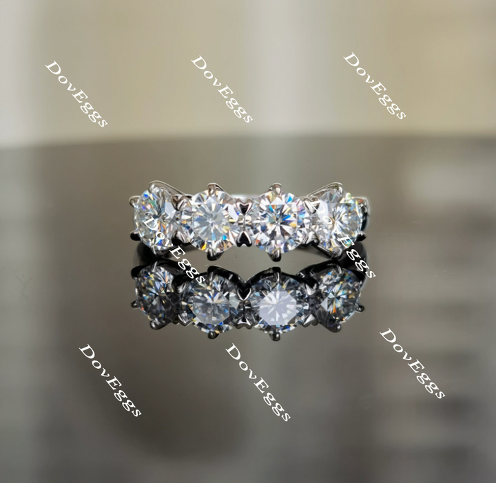 Doveggs round four stone moissanite ring/moissanite wedding bands-2.1mm band width - DovEggs-Seattle