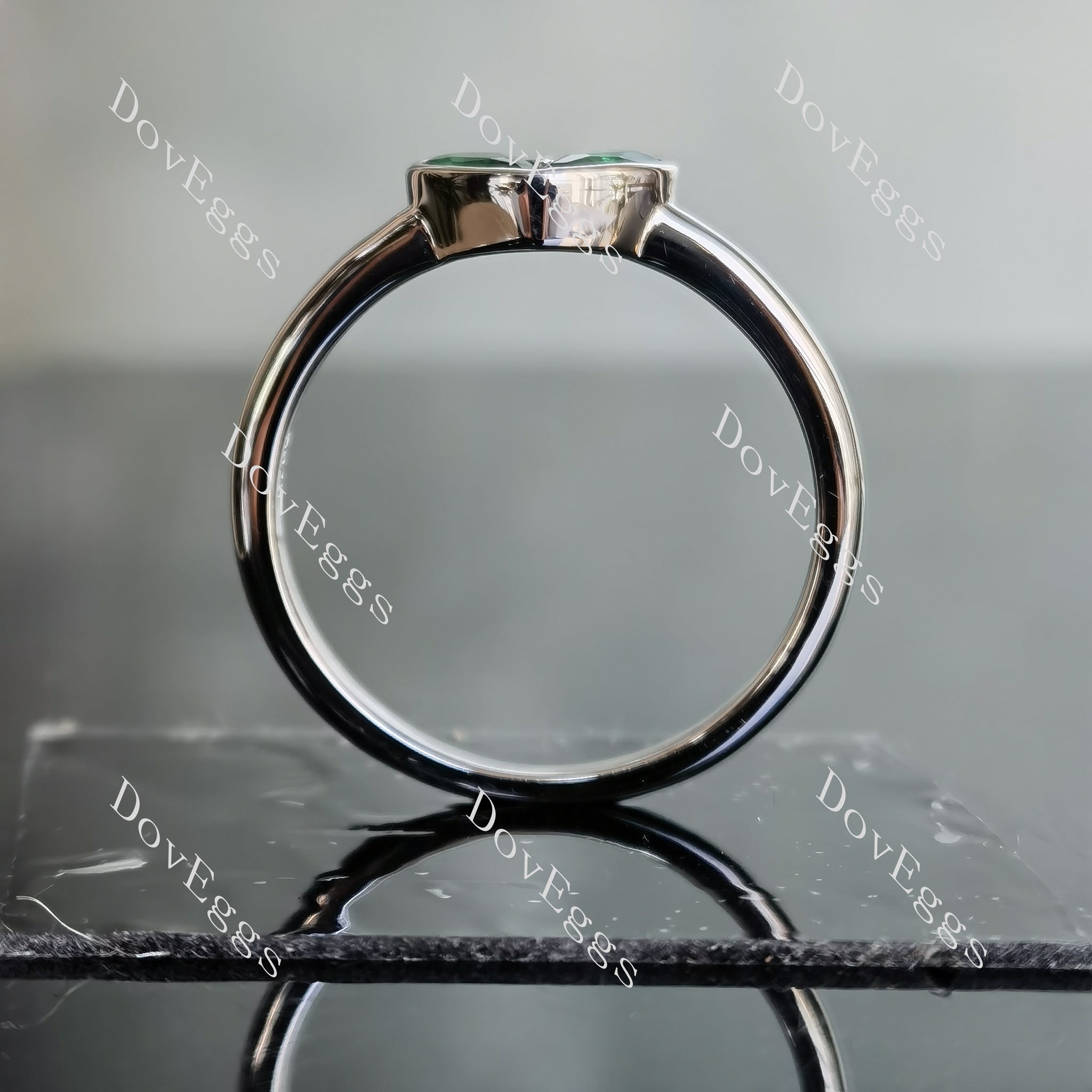 Doveggs pear two stones heart shape bezel colored gem engagement ring