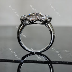 Doveggs round flower shape moissanite engagement ring