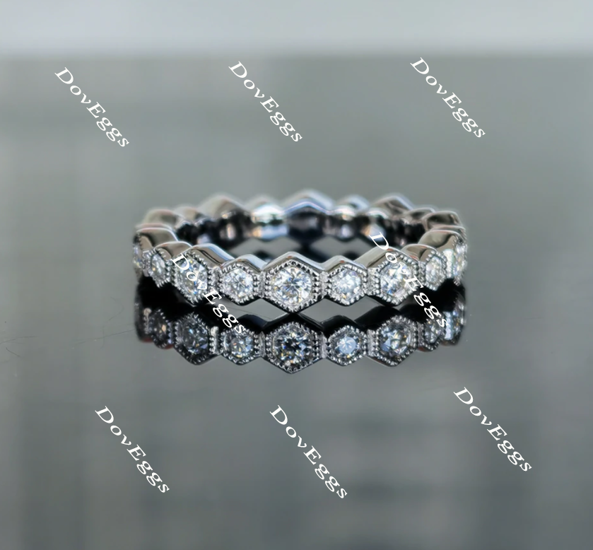 Doveggs round full eternity moissanite ring/lab grown diamond wedding bands-3.6mm band width
