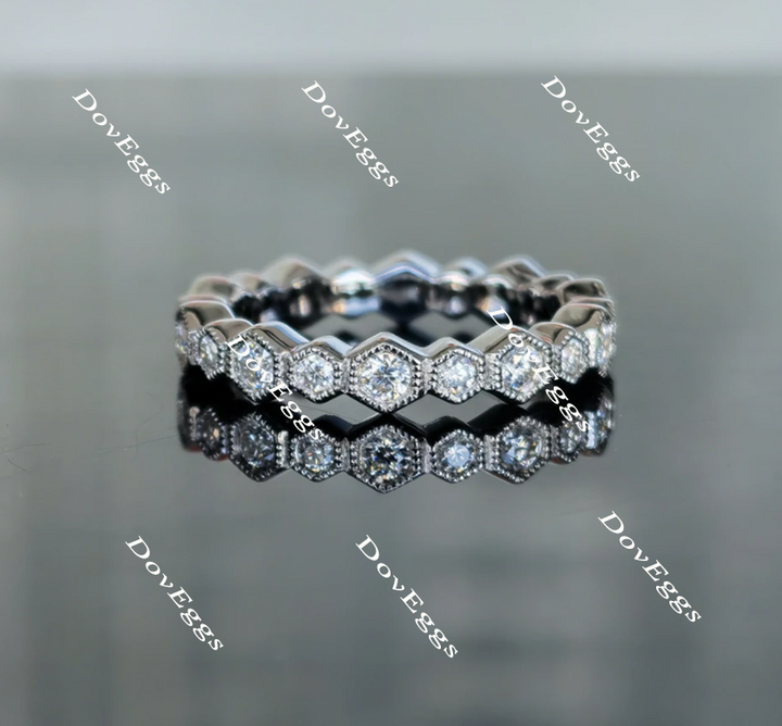 Doveggs round full eternity moissanite/lab grown diamond wedding bands-3.6mm band width - DovEggs-Seattle