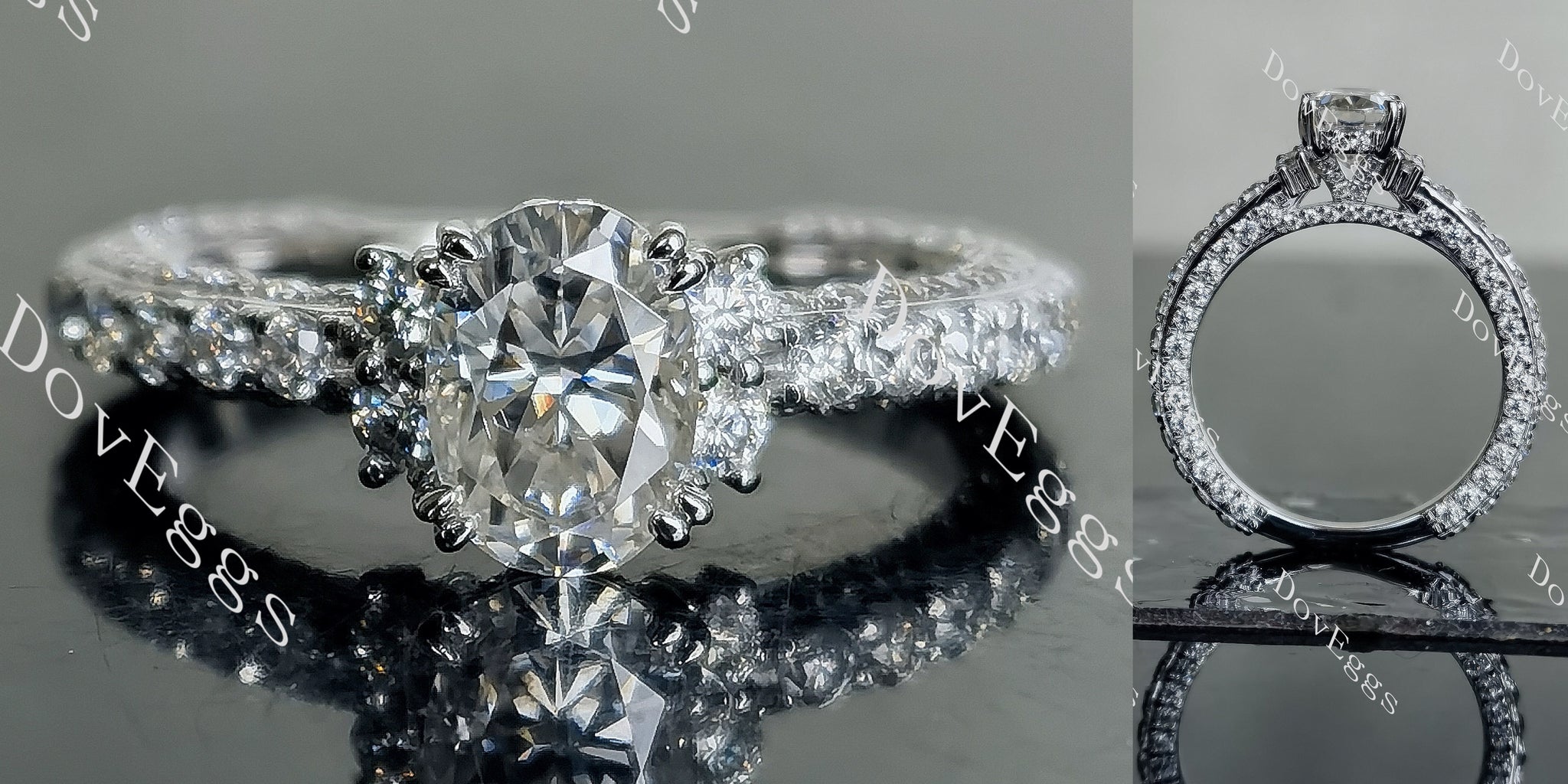 pave moissanite engagement ring