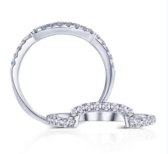 Doveggs half eternity moissanite/lab grown diamond wedding band-1.8mm band width - DovEggs-Seattle