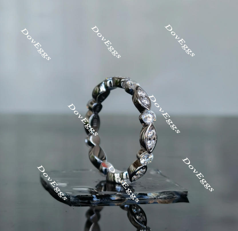 Doveggs round full eternity moissanite ring/lab grown diamond wedding bands-2.7mm band width