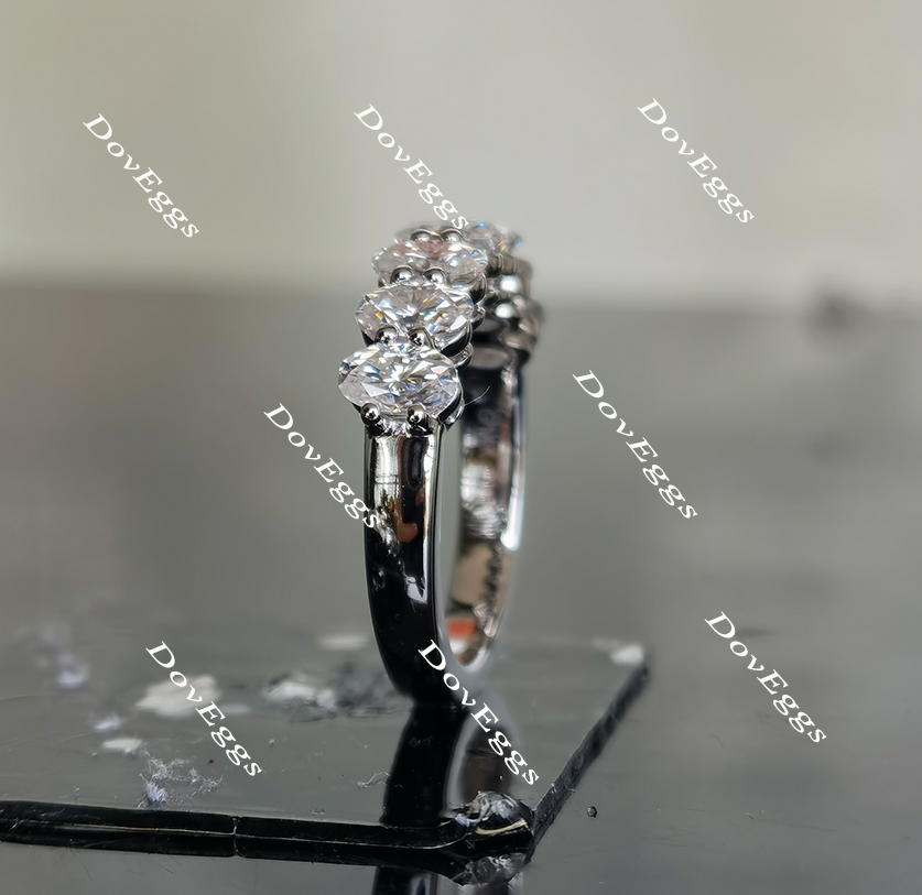 Doveggs oval eternity moissanite/lab grown diamond wedding band-2.4mm band width