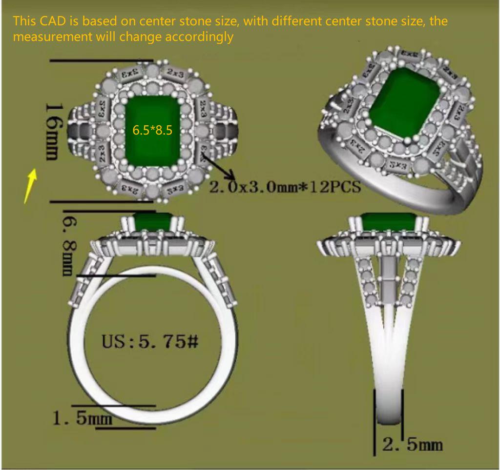 DovEggs emerald split shank double halo colored gem engagement ring