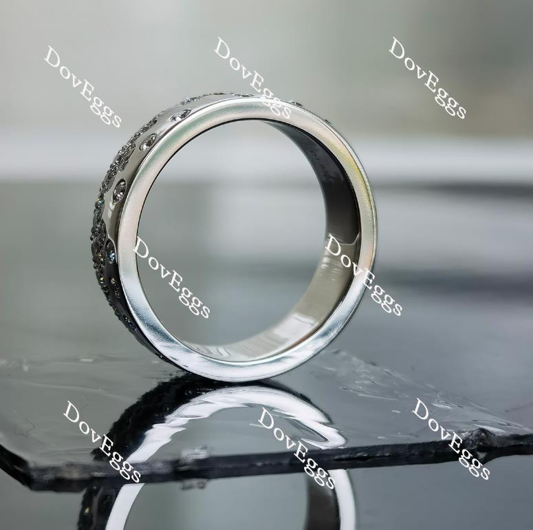 Doveggs round full eternity textured/without textured moissanite/lab grown diamond wedding band-8mm band width