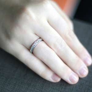Doveggs half eternity channel set moissanite/lab grown diamond wedding band-2.5mm band width