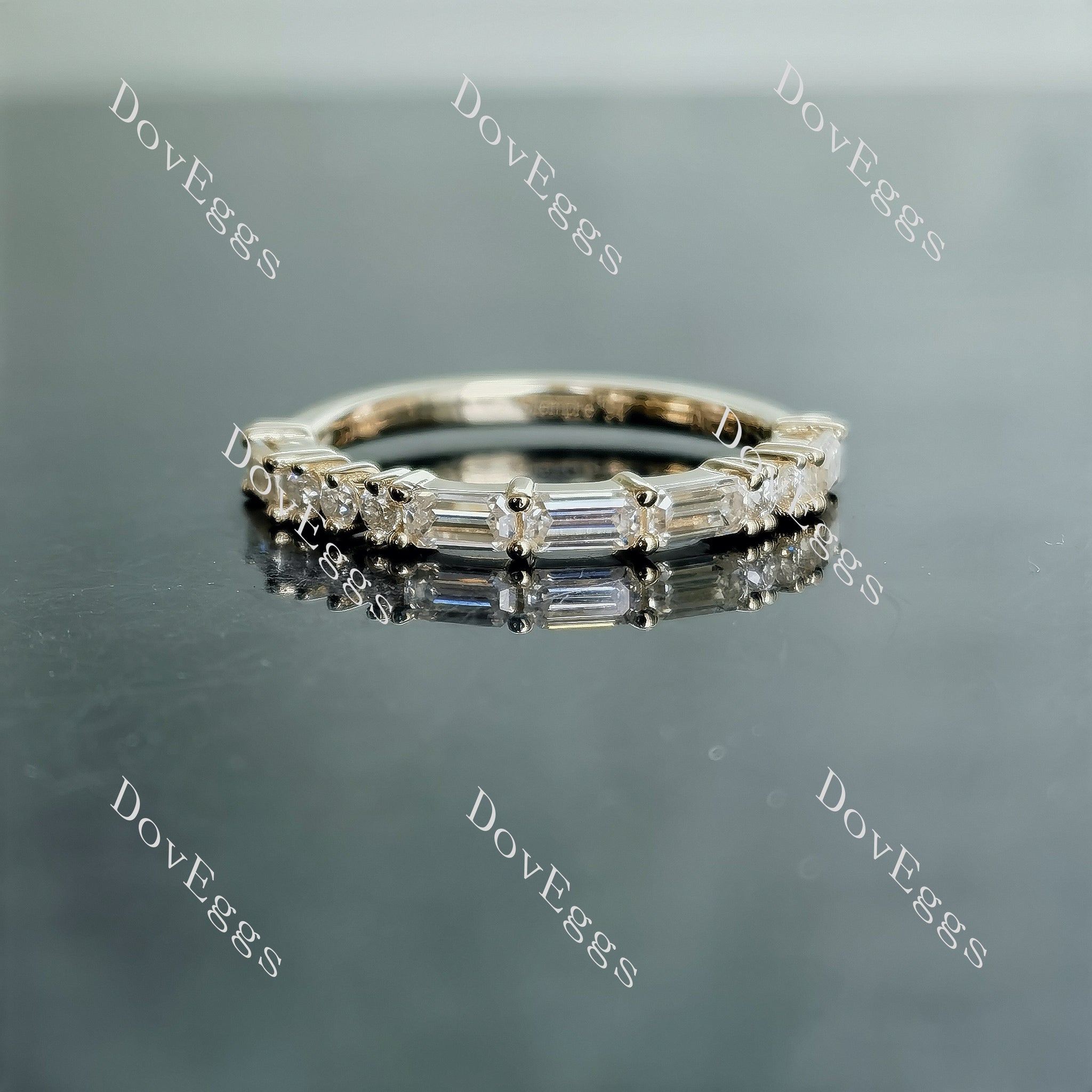 MORSE CODE I LOVE YOU moissanite/lab grown diamond wedding band-1.7mm band width
