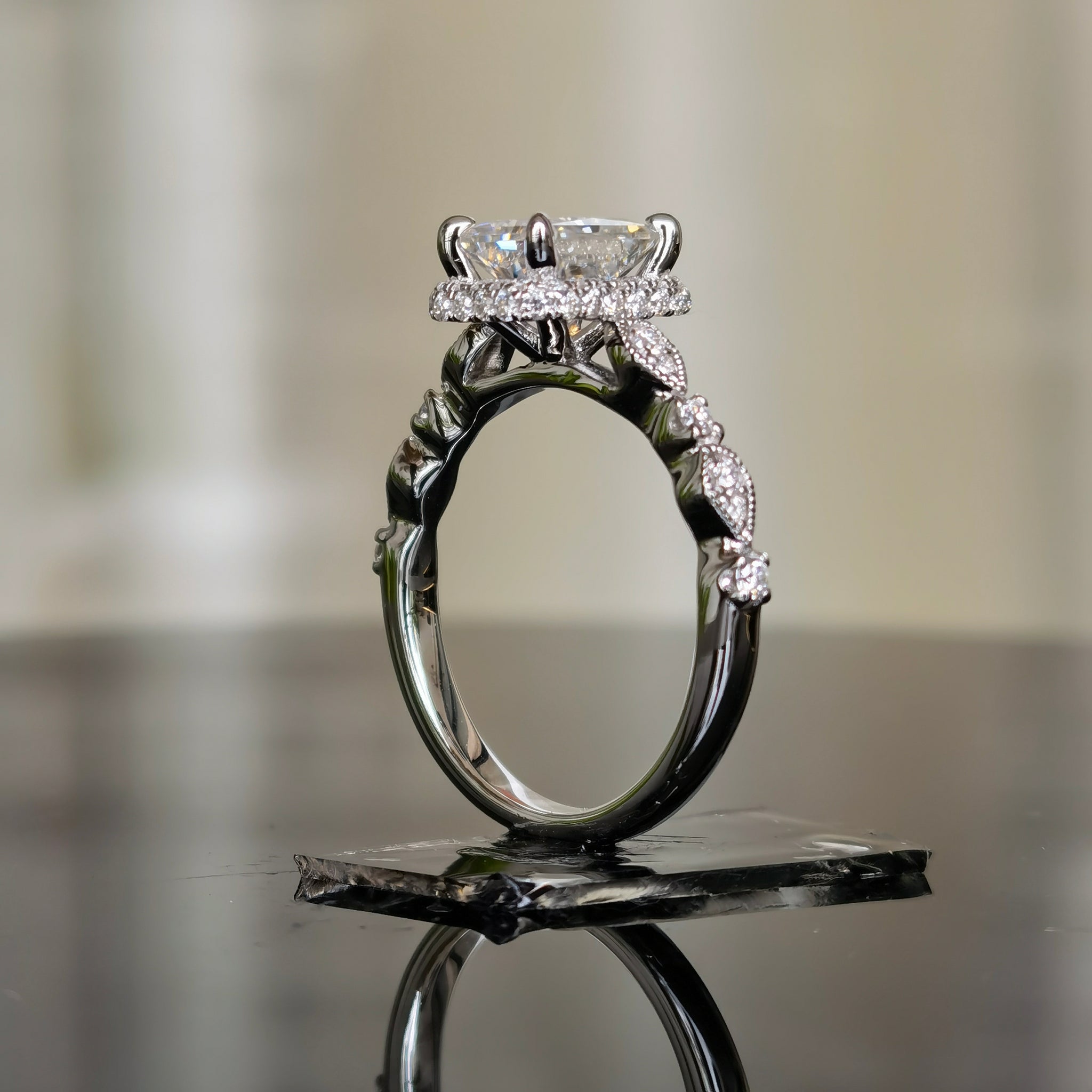 DovEggs 2 carat radiant sterling silver moissanite bridal set (2 rings)