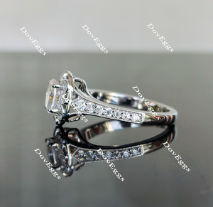 DovEggs oval half eternity moissanite engagement ring