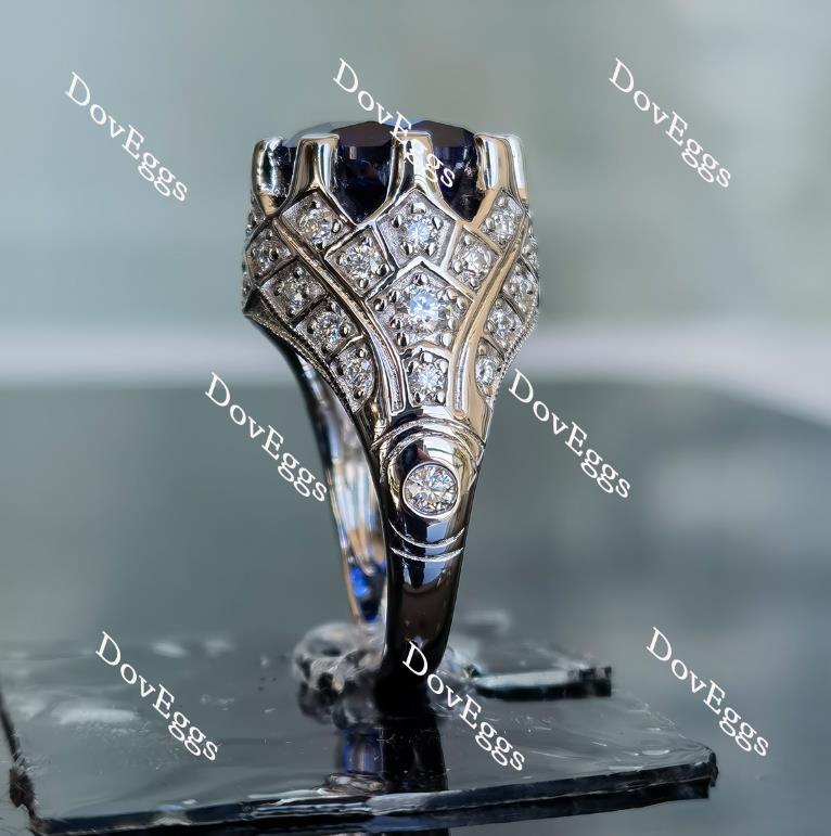Doveggs round vintage intense royal blue sapphire engagement ring