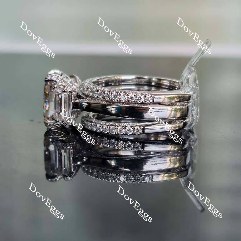 Doveggs cushion three stone moissanite bridal set (3 rings)