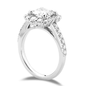 DovEggs sterling silver 2 carat halo asscher moissanite engagement ring