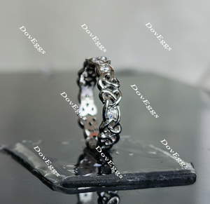 Doveggs round hollow out moissanite/lab grown diamond wedding band-4.7mm band width