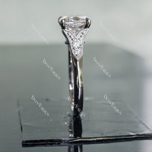 Doveggs pave art deco moissanite/colored gem engagement ring for women