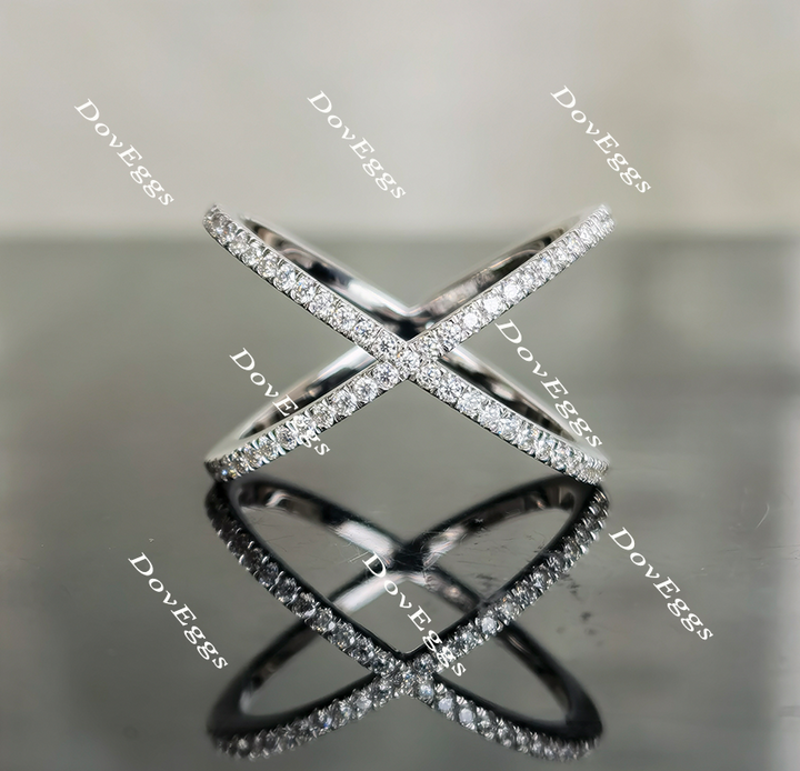 Doveggs half eternity pave moissanite/lab grown diamond wedding band-17mm band width