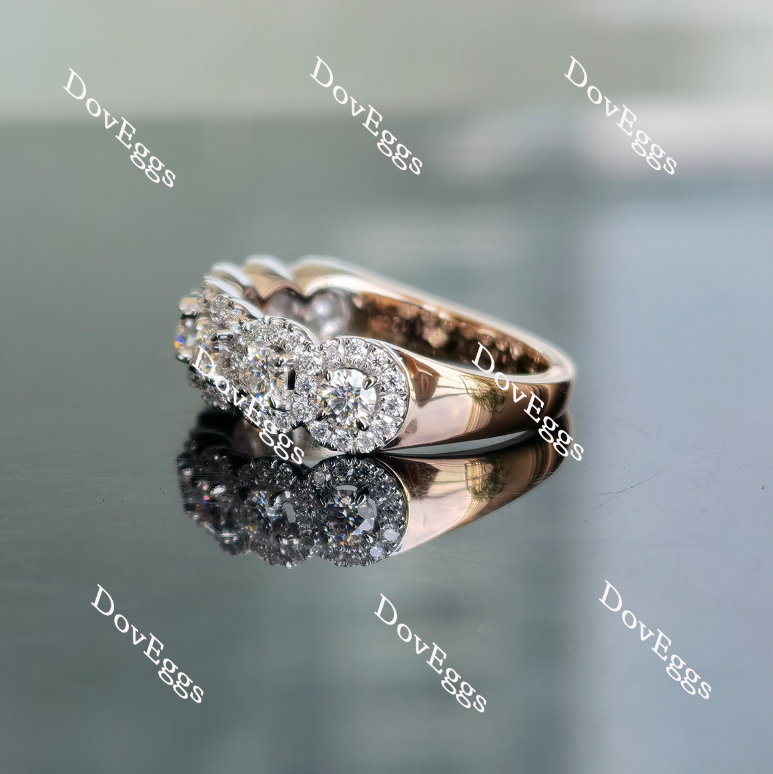 Doveggs half eternity pave round moissanite/lab grown diamond wedding band-2.2mm band width
