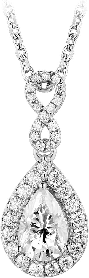 Doveggs 2ct pear halo moissanite pendant necklace in sterling silver for women