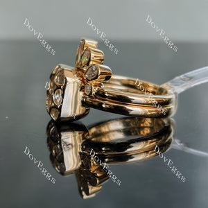 Ethereal radiant bezel moissanite engagement bridal set (2 rings)