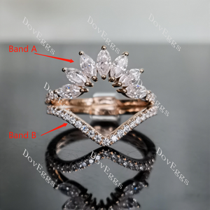 Doveggs round curved pave moissanite/lab grown diamond wedding band(1 pieces of Band B only)-1.6mm band width