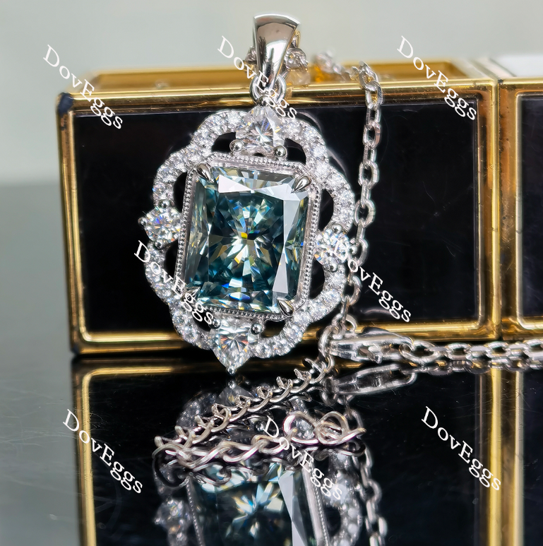 Doveggs radiant smokey spark grey moissanite pendant necklace (pendant only)