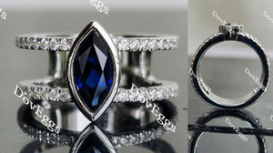 pave setting blue sapphire colored gem ring