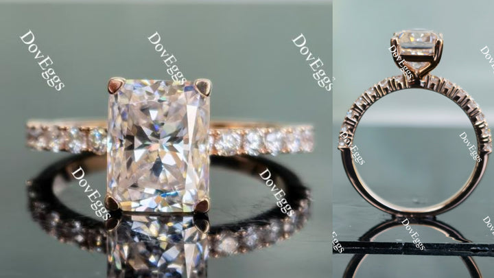 The Kaylee radiant half eternity pave moissanite ring(engagement ring only) - DovEggs-Seattle