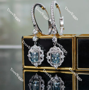 Doveggs halo radiant moissanite drop earrings for women