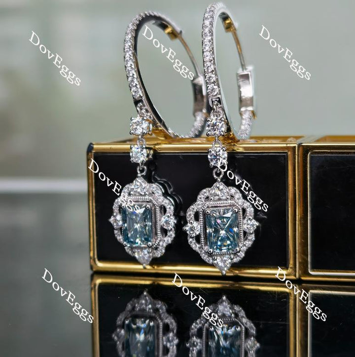 Doveggs halo radiant moissanite drop earrings for women - DovEggs-Seattle