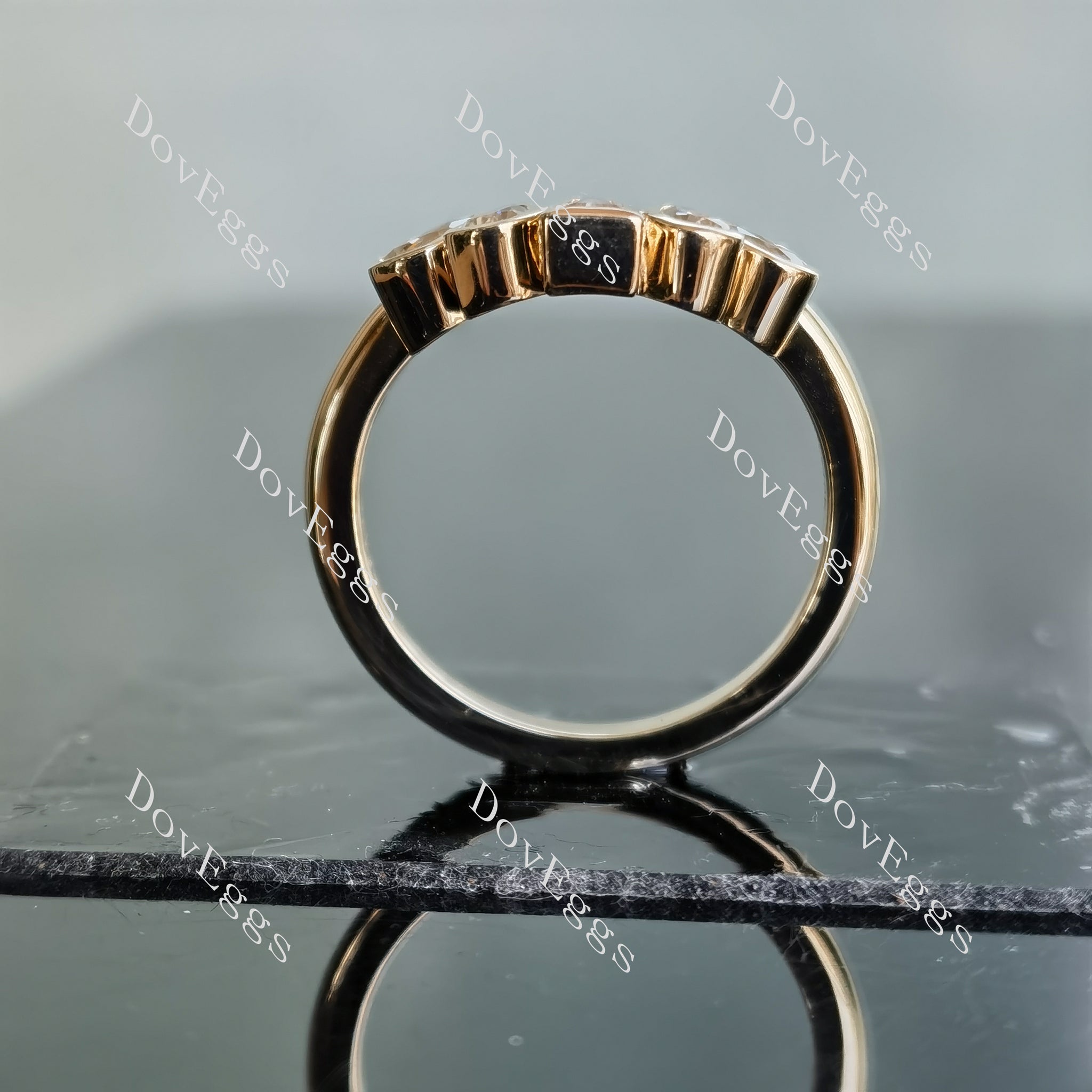 Doveggs round bezel moissanite wedding band-2.0mm band width