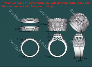 doveggs cushion halo moissanite bridal set (3 rings)