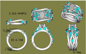 Doveggs leaves & vine moissanite bridal set (3 rings)