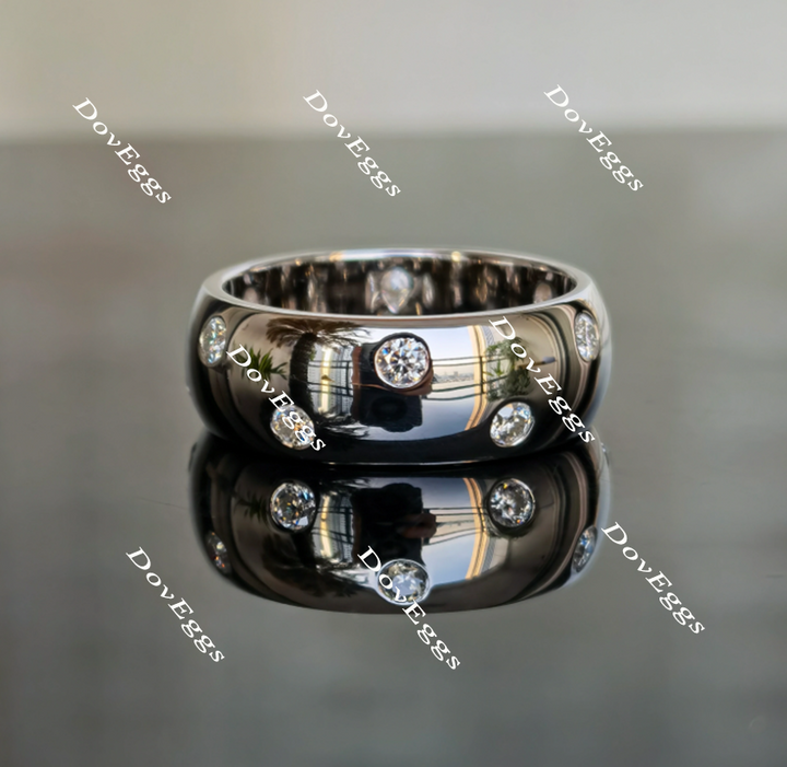 The Diva round moissanite ring/lab grown diamond wedding band-8mm band width - DovEggs-Seattle