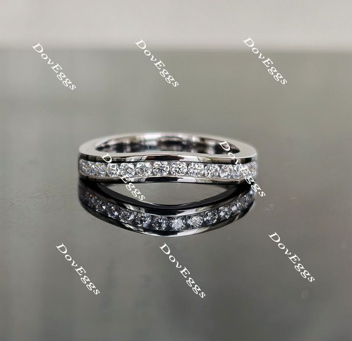 Doveggs channel set curved moissanite/Lab grown diamond wedding band for women-2.8mm band width - DovEggs-Seattle
