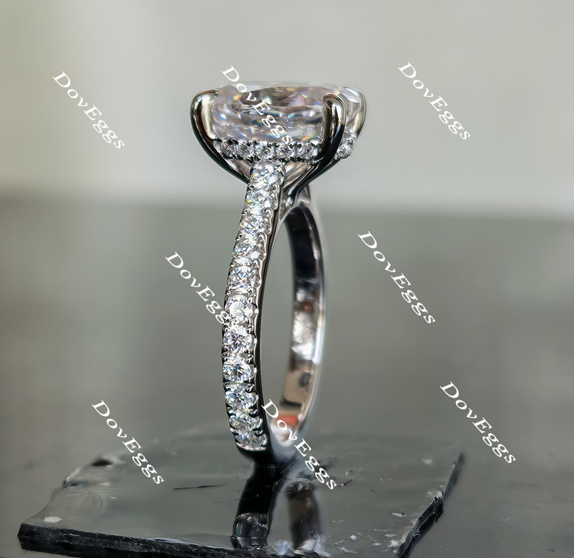 The Christina pave oval moissanite engagement ring
