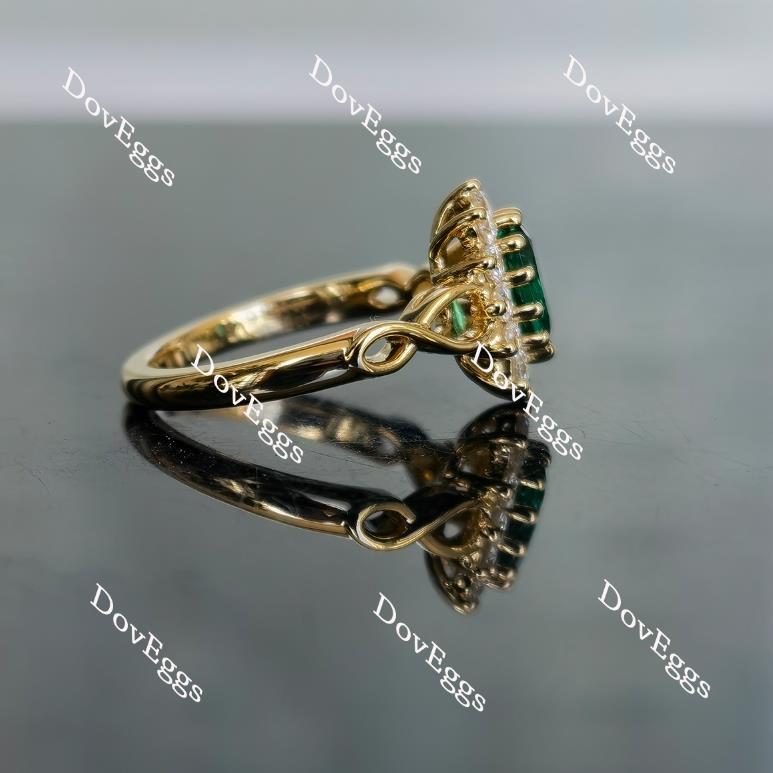 Doveggs oval floral zambia emerald colored gem ring