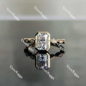 Doveggs radiant bezel art deco moissanite engagement ring