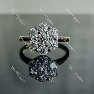 Doveggs round floral moissanite engagement ring