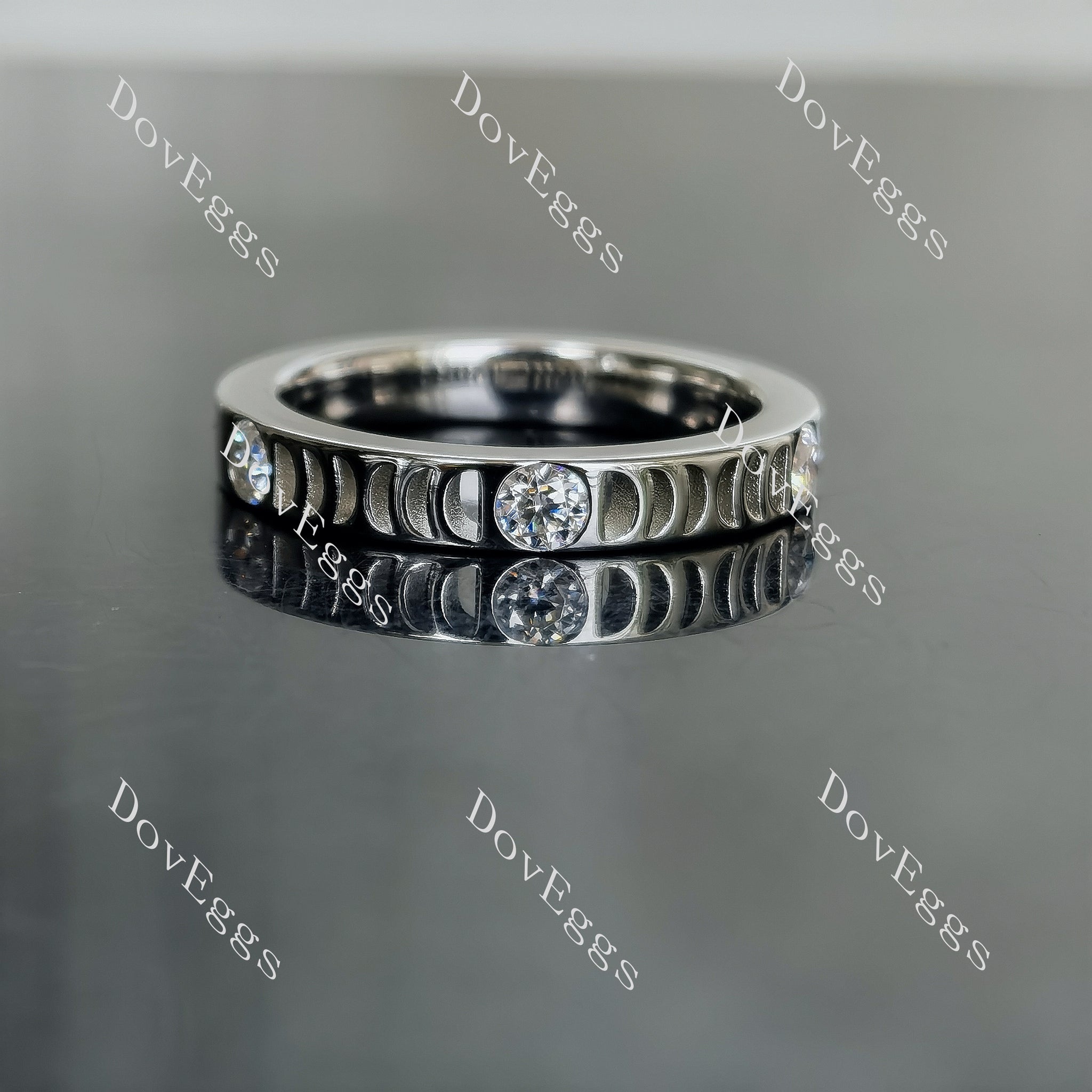 Doveggs round art deco half eternity moissanite/lab grown diamond wedding band-3.5mm band width