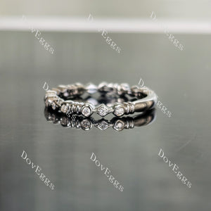 Doveggs round art deco bezel moissanite wedding band-2.0mm band width