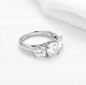 doveggs cushion three-stone sterling silver moissanite engagement ring